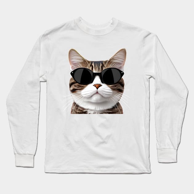 Funny Cat, Cat With Sunglass Long Sleeve T-Shirt by Salasala